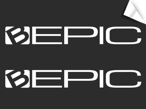 2-Pack B-Epic Logo Decal - White (~2.5" H x ~20 W)